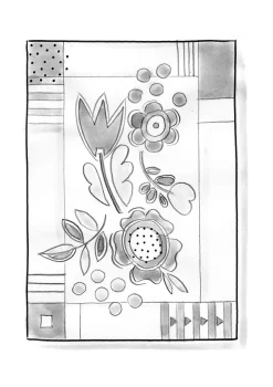 Broderad Matta Flowers I Ekologisk Bomull