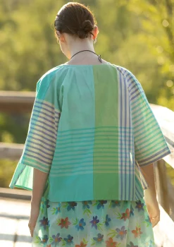 Vävd Blus Madras  i Ekologisk Bomull