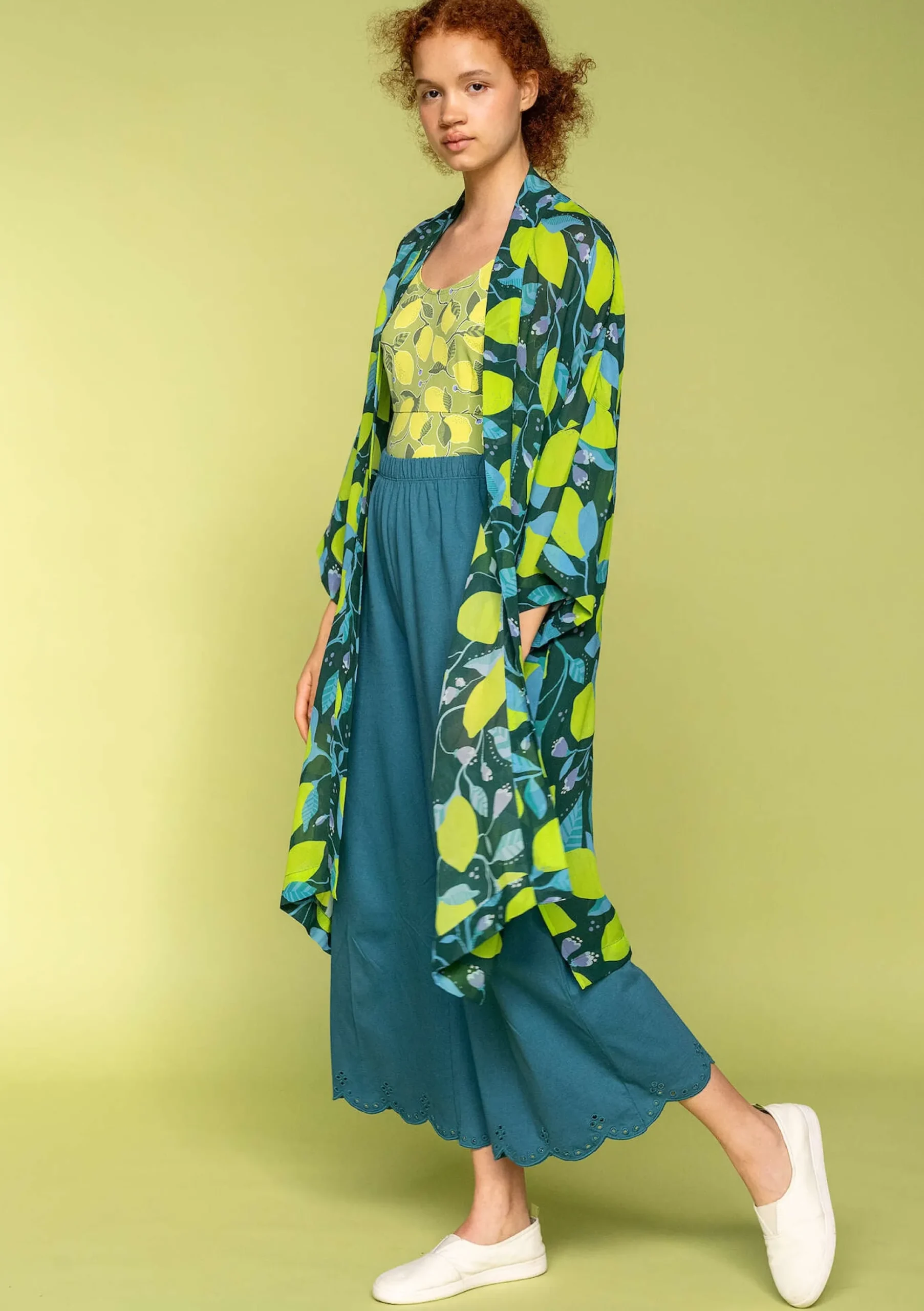 Vävd Kimono Limone I Viskos