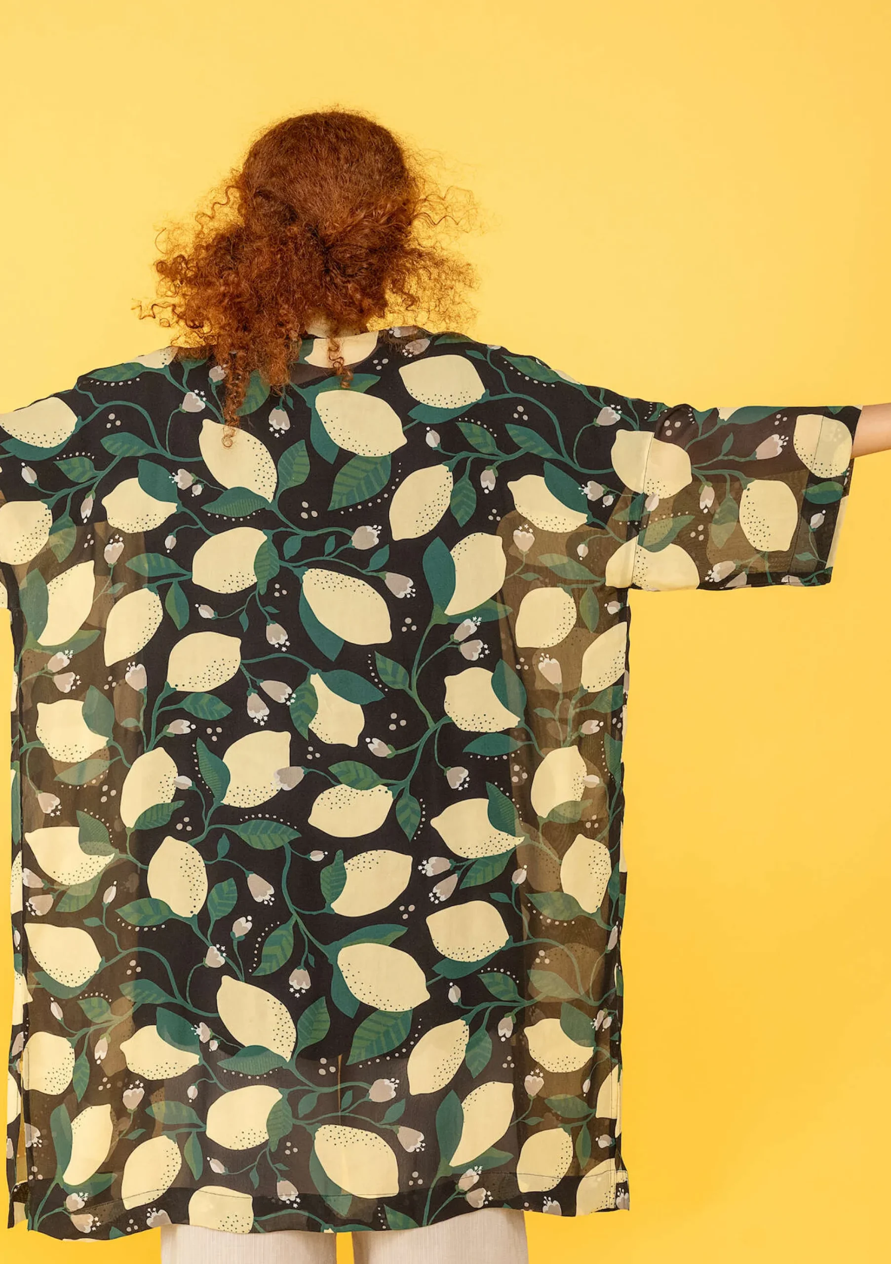 Vävd Kimono Limone I Viskos