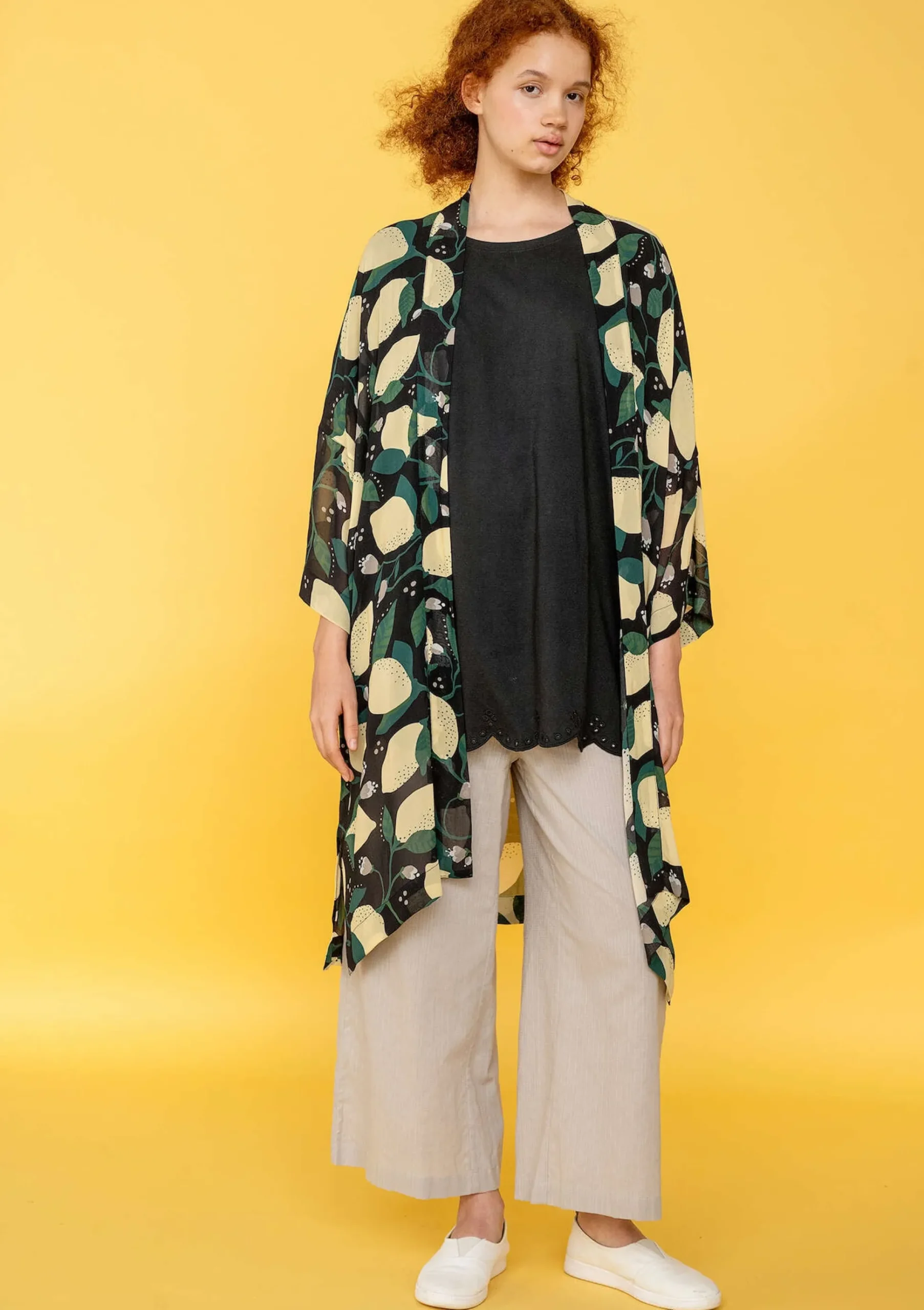 Vävd Kimono Limone I Viskos