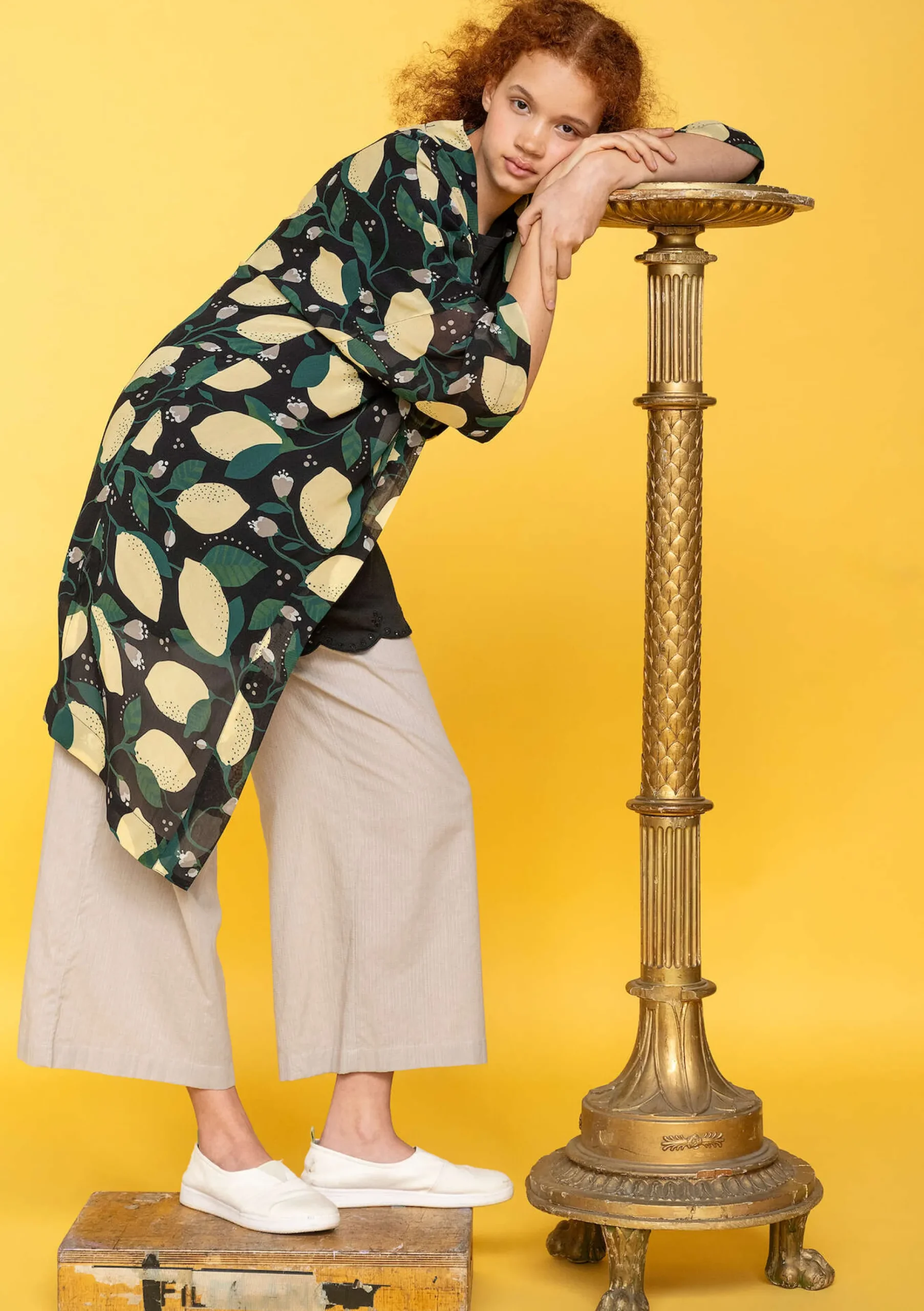 Vävd Kimono Limone I Viskos